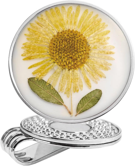 Golf Ball Marker hat Clip with Ball Marker, Handmade Pressed Flower Golf Marker, Golf Gifts, Golf Accessories for Women