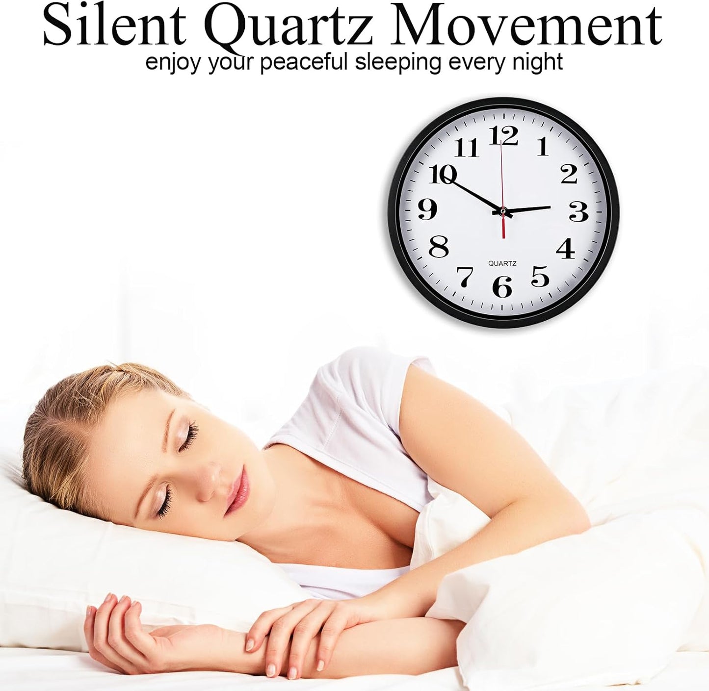 Inbagi 4 Pieces Wall Clocks Set Include Quartz Wall Clock Battery Operated Round Clock with 4 Pieces Hanging Chalkboard and White Marker Pen for Hotel Office Home Room Kitchen(12 Inch,Black)