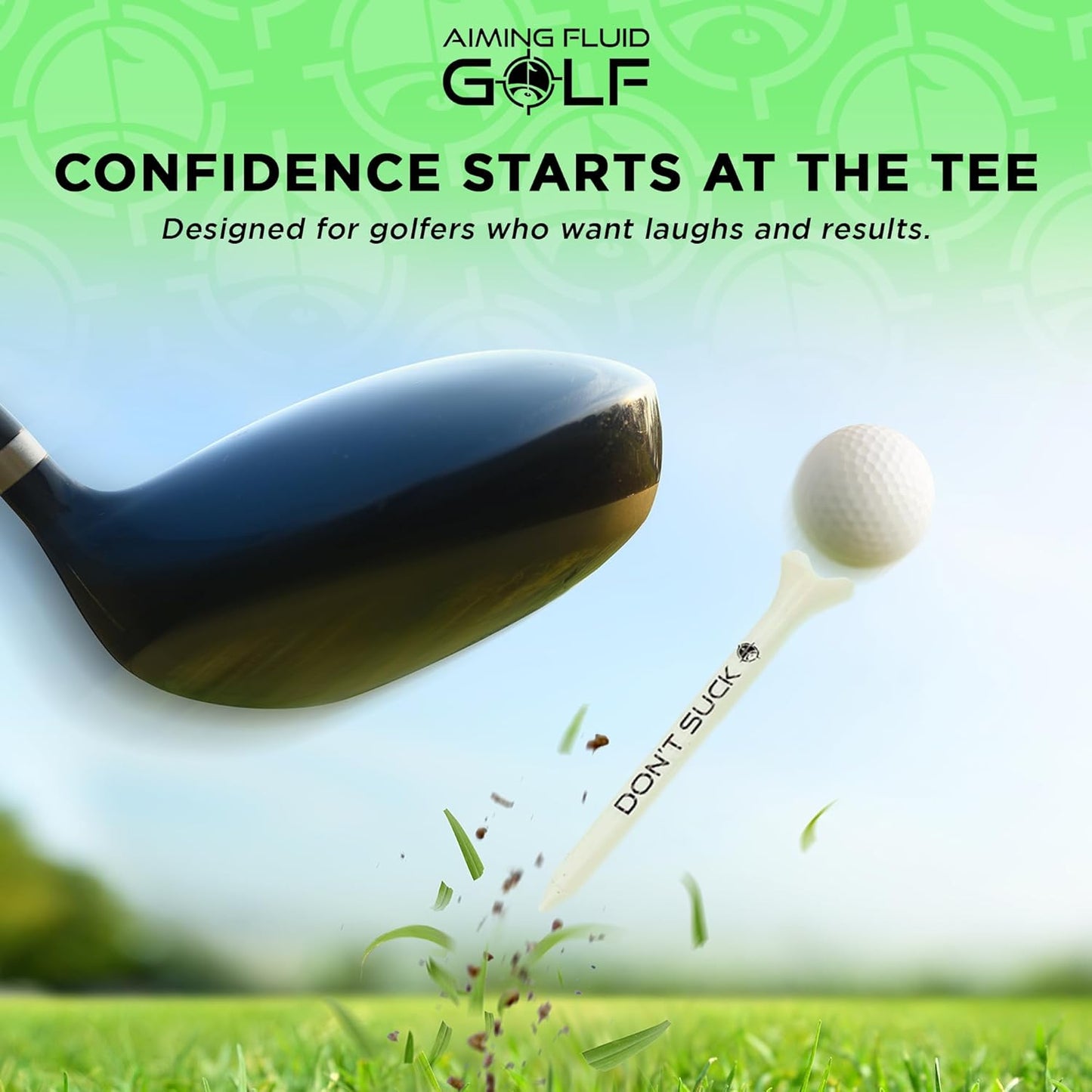 Don't Suck Golf Tees 2 ¾” – 50 Pack Durable Plastic 4-Prong Funny Golf Tees with PureFlight Tech – Low Resistance for Straighter, Longer Drives