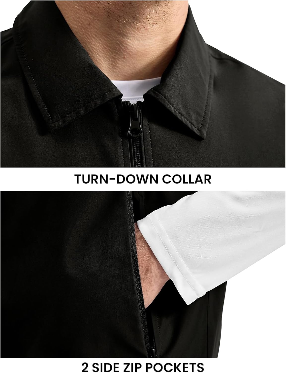 Rdruko Men's Golf Vest Lightweight Outerwear Windproof Water Resistant Grid Lining Vest with Zipper Pockets for Casual