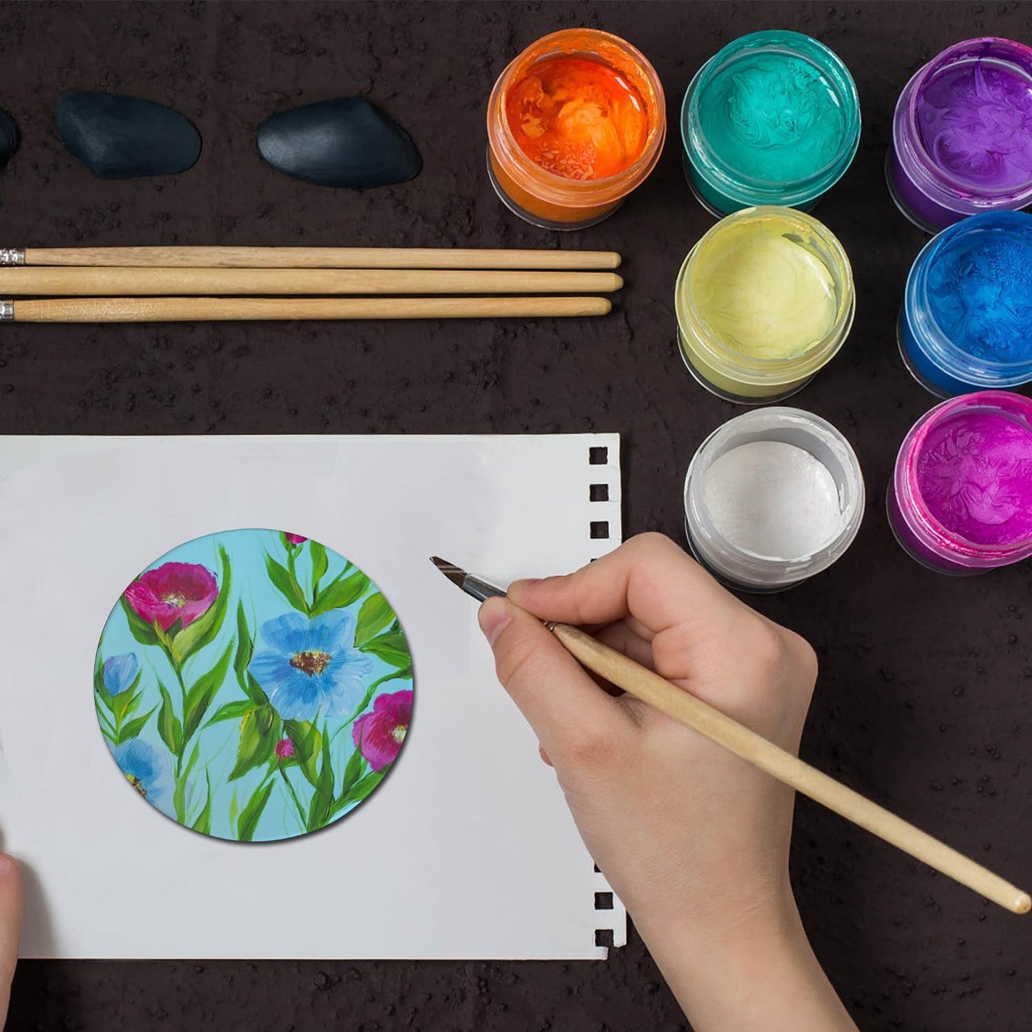 Sublimation Ceramic Coasters,Sublimation Blanks Bulk Round Drinks Coffee Cup Beverage Table Coaster, Absorbent Ceramic Heat Transfer Cup Coaster Set for Painting Home Decor with Cork (24 PCS)