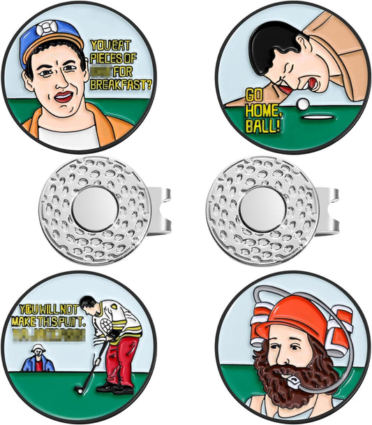 Funny Ball Marker Hat Clip, Magnetic Enamel Golf Ball Markers for Putting Green, Golf Ball Marker with Magnetic Hat Clip, Unique Gift for Golf Lovers
