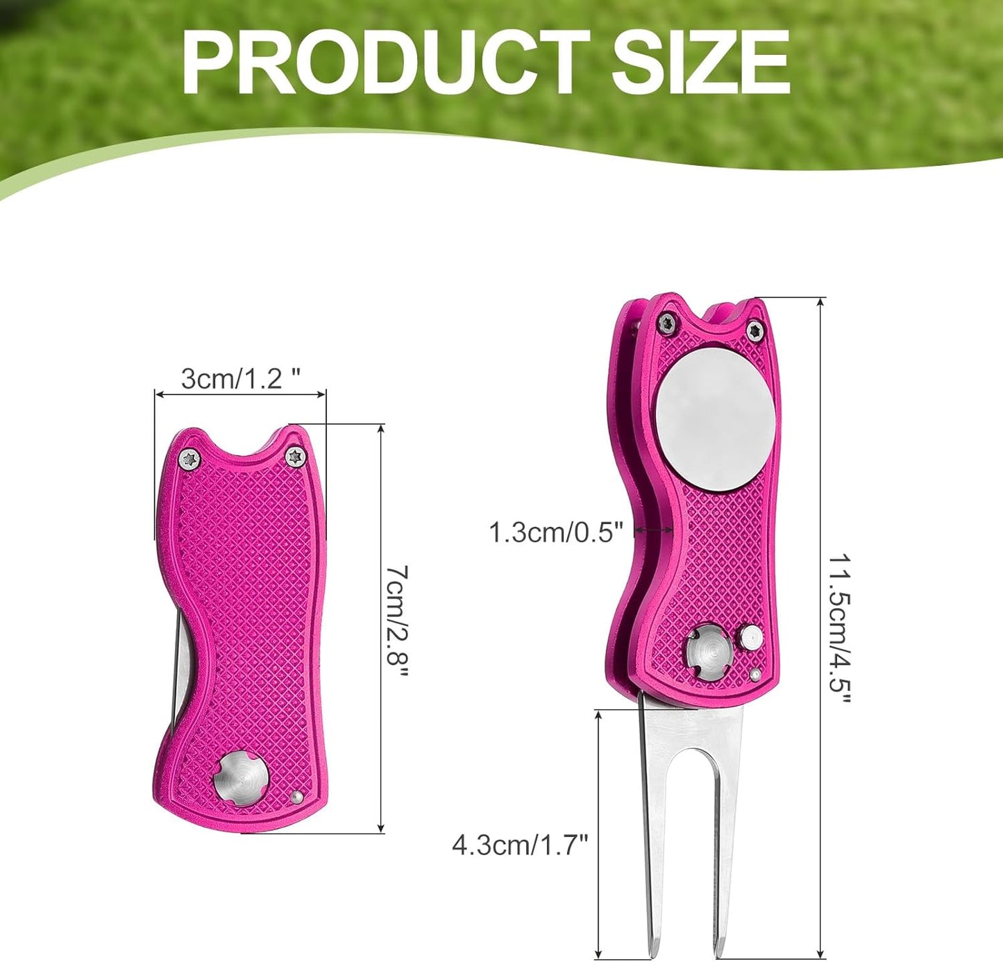 PATIKIL Golf Divot Repair Tool Foldable Metal Golf Green Divot Tool with Magnetic Ball Marker