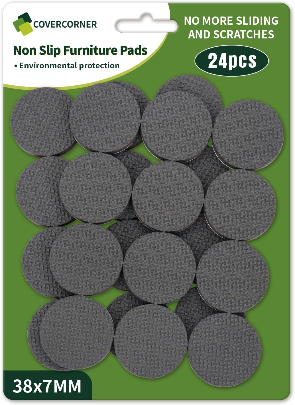 Non Slip Furniture Pads 24 PCS 1 1/2'' Round - Anti Slip Furniture Pads - Self Adhesive Rubber Feet Furniture Feet - Chair Leg Floor Protectors - Keep Furniture in Place