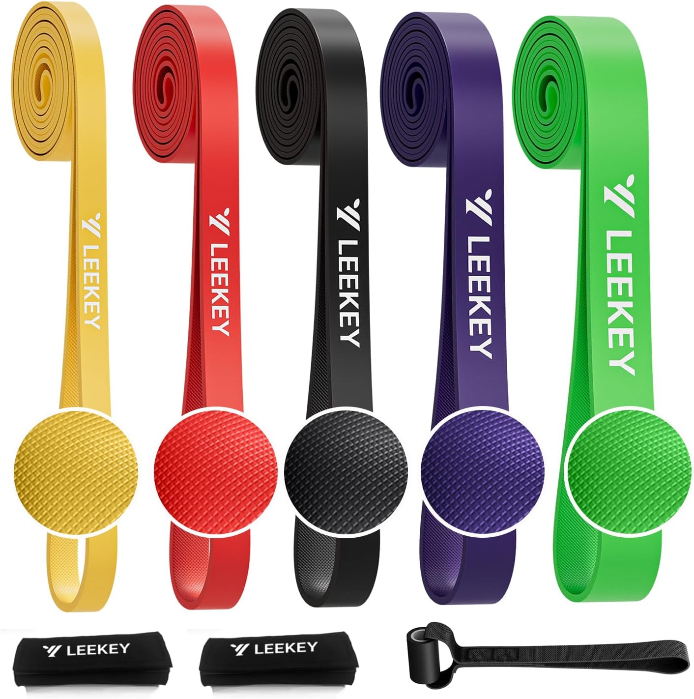 LEEKEY Resistance Bands, Exercise Bands with Handles,Pull Up Assist Bands - Band Set with Door Anchor - Bands for Working Out,Band for Men and Women Fitness Training,Home Workouts