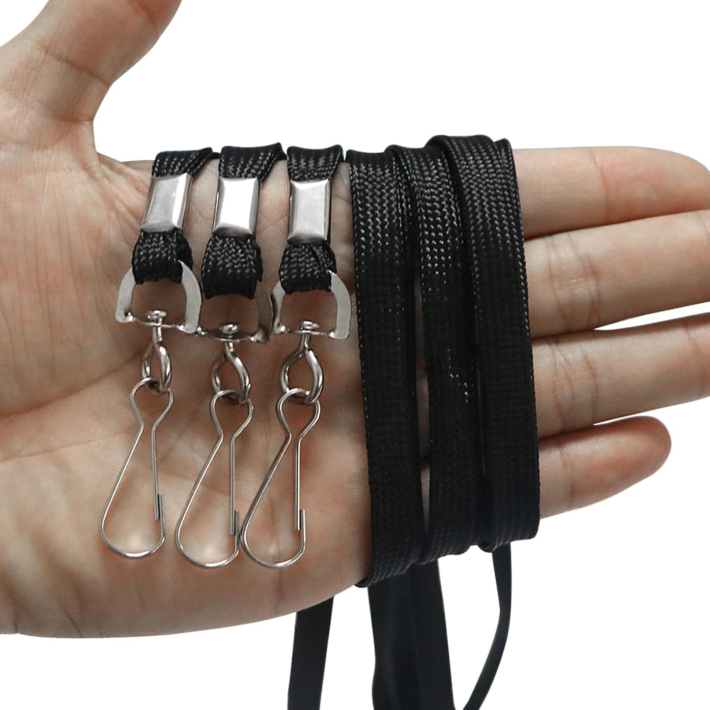 120 Pcs Black Lanyards Premium Bulk Flat Lanyards 36" with Swivel J Hook for ID Name Badge Holder, VIP, School, Kids, Coach, Conference, Festival and Hang Keys