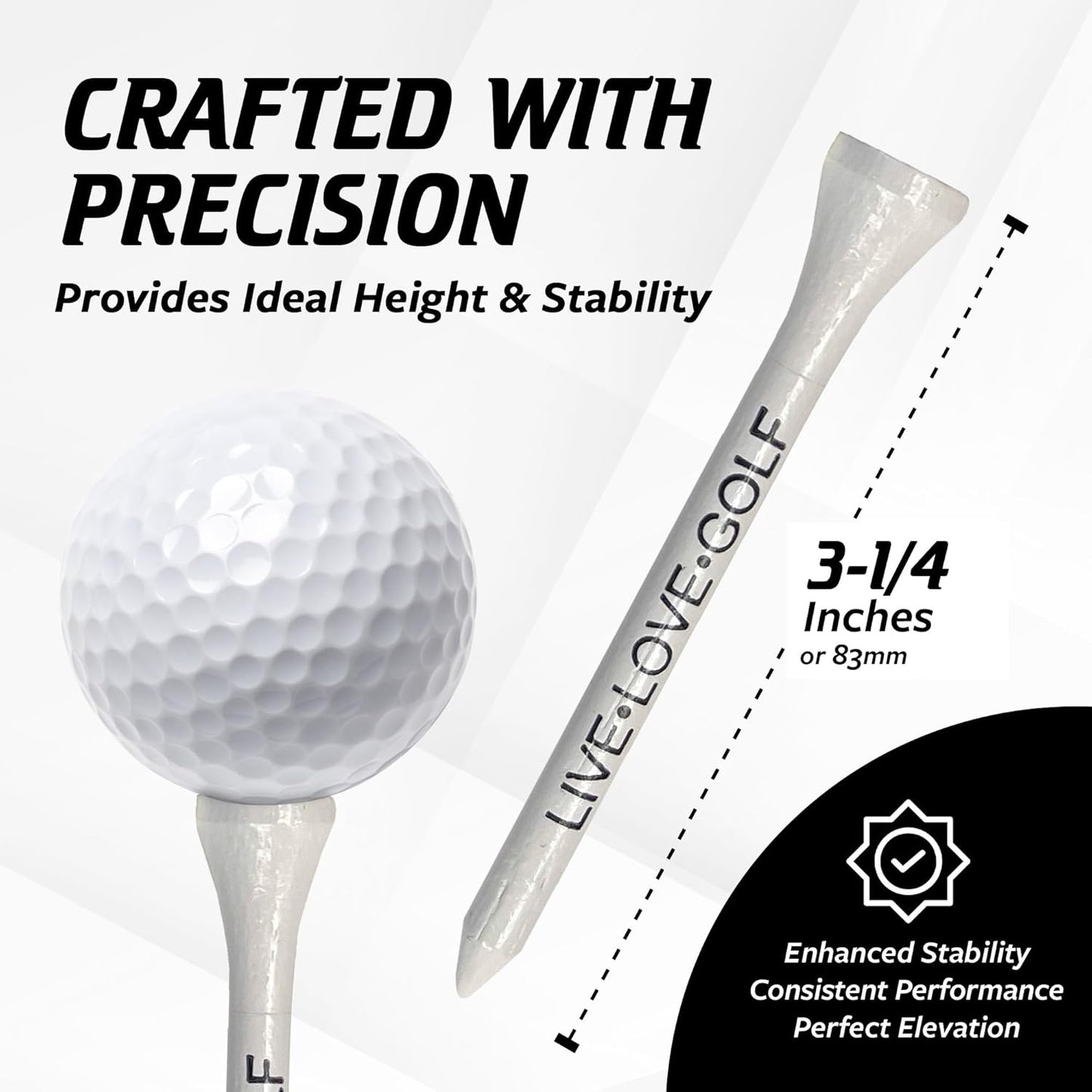 3 ¼ Bamboo Golf Tees, Customizable Golf Tees with Imprinted Messages, Essential Equipment & Ideal Gift for Golfers