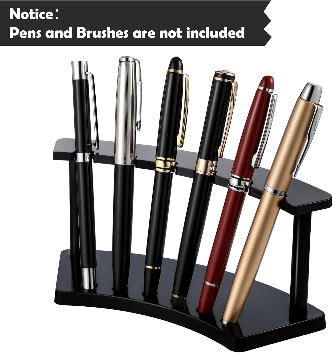 Tinlade 2 Pieces Plastic Pen Holder Stand Display Rack 6-Slot Pen Makeup Brush Rack Organizer Eyebrow Stand for School Office Home Store(Black)
