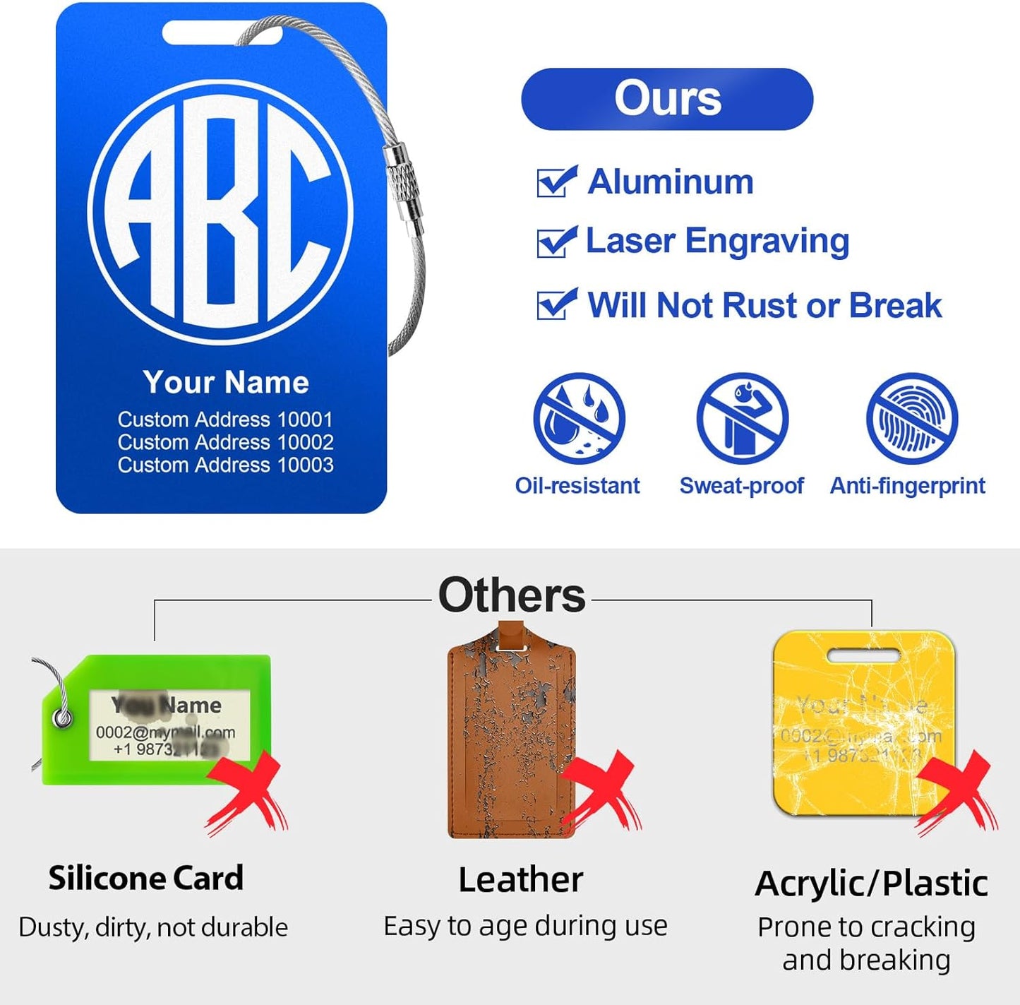 Personalized Metal Luggage Tags for Suitcases - Laser Engraved Monogram Custom ID Luggage Name Tag Pink Black - Travel Bag Backpack Tags for Kids Women Golf Baggage Accessories