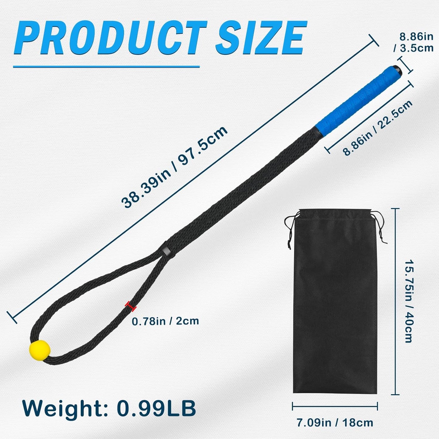 Heavier Premium Golf Rope Swing Trainer, Professional Weighted Golf Swing Rope, Warm-Up Training Tempo Aids with Ball and Grip to Improve Speed, Rhythm, Flex & Strength for All-Level Golfers