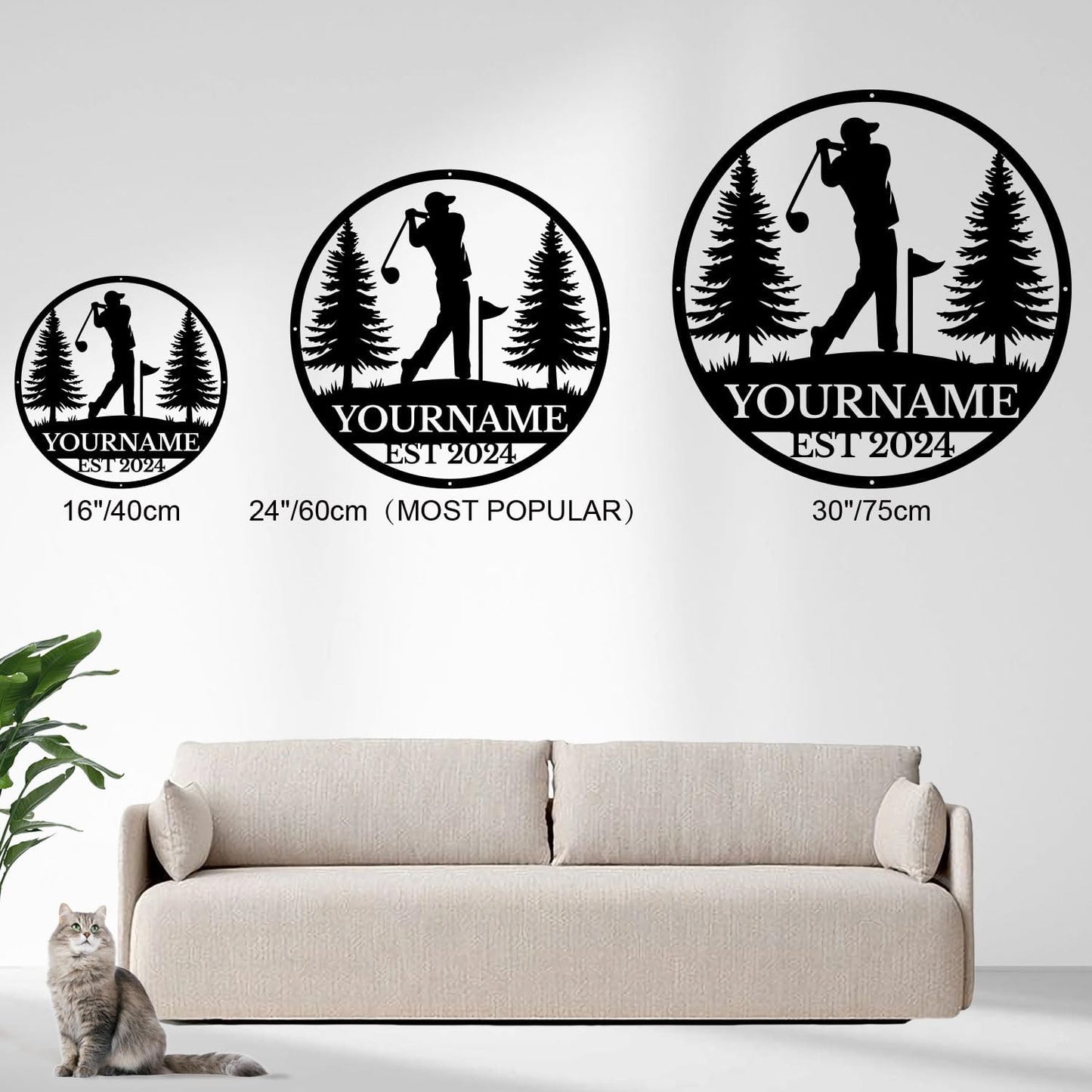 Golf Art Metal Signs,Custom Golf Metal Name Signs,Personalized Golf Signs,Black Golf Metal Wall Art Signs,Golfball Home Outdoor Metal Signs (Style A)