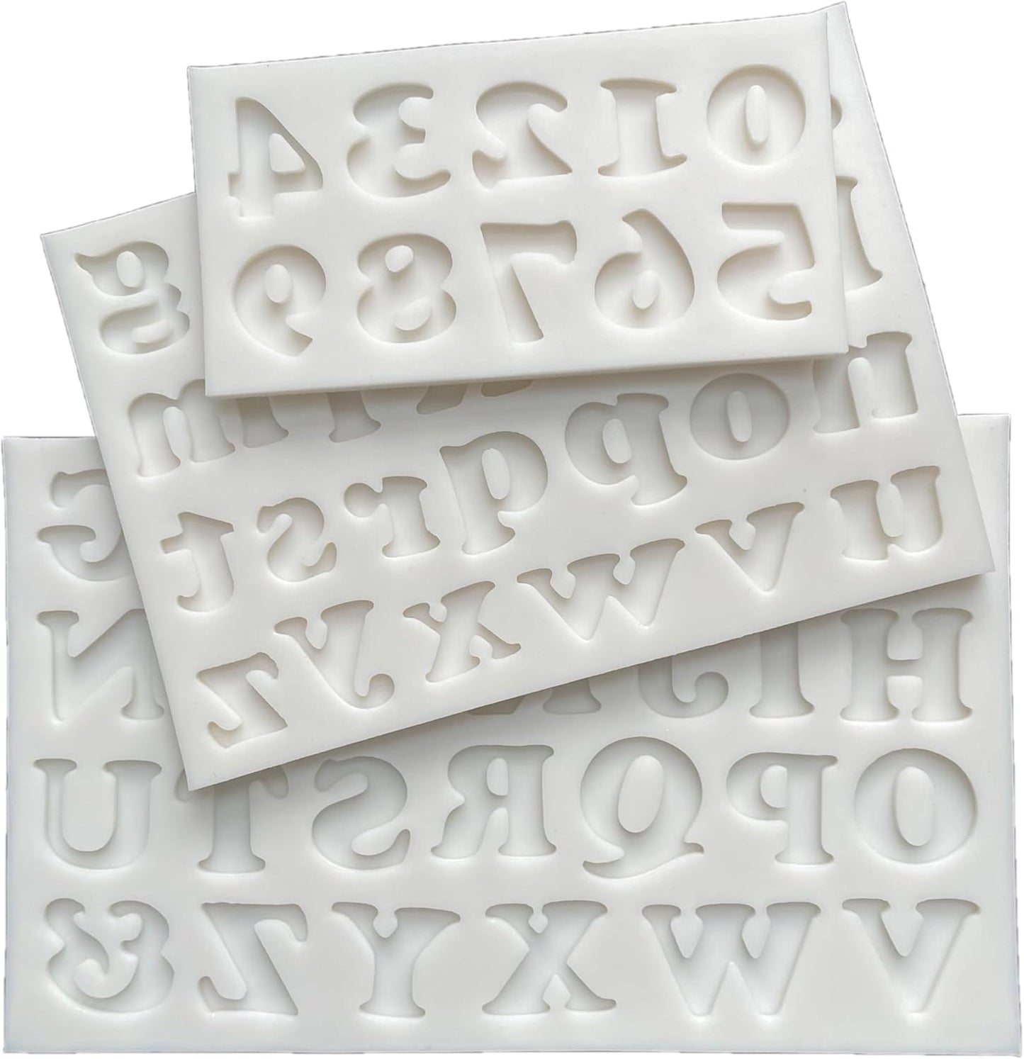 3-Piece Cooper Letters & Numbers Silicone Mold Set for Various Crafts - Perfect for Fondant Cakes, Chocolate, Resin, Gumpaste & DIY Creations