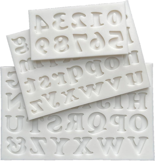 3-Piece Cooper Letters & Numbers Silicone Mold Set for Various Crafts - Perfect for Fondant Cakes, Chocolate, Resin, Gumpaste & DIY Creations