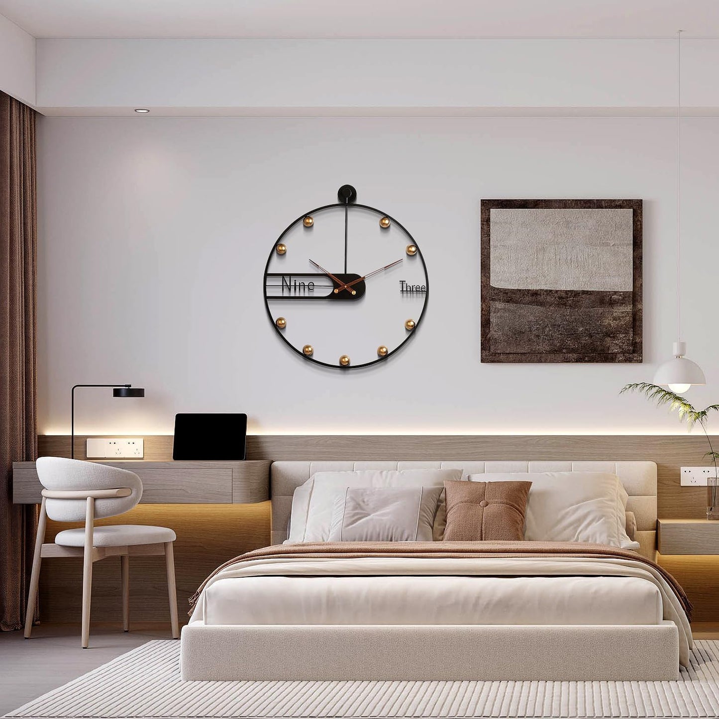 Modern Wall Clock for Living Room Decor Mid Century Metal Large Silent Gold Kitchen Big Wall Clock Art for Bedroom Decorative Office Non Ticking Battery Operated Wall Watch 24 Inch