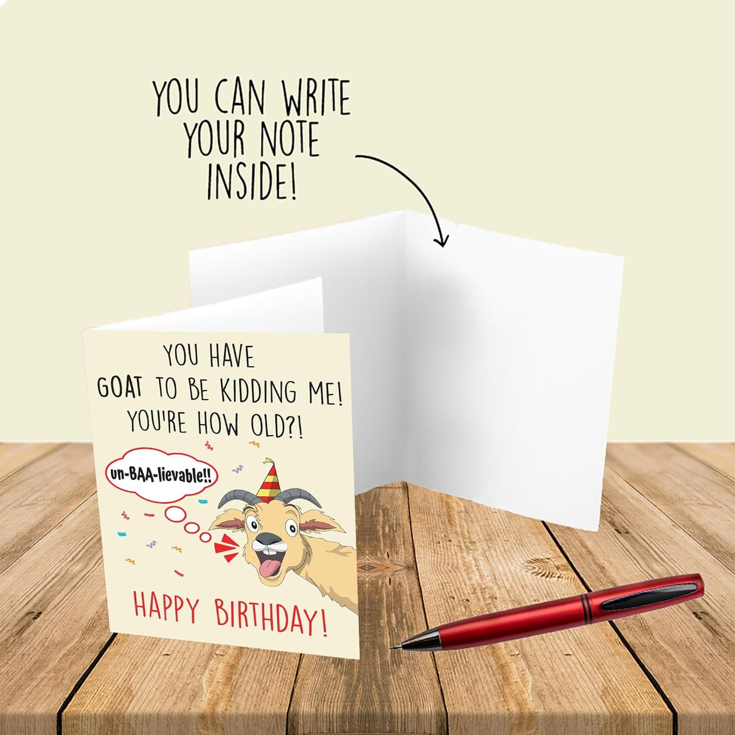 Cheerin Happy Birthday Card for Him or Her - Funny Goat Birthday Card - Hilarious Gag Gift for Men Women Girlfriend Boyfriend Husband Wife