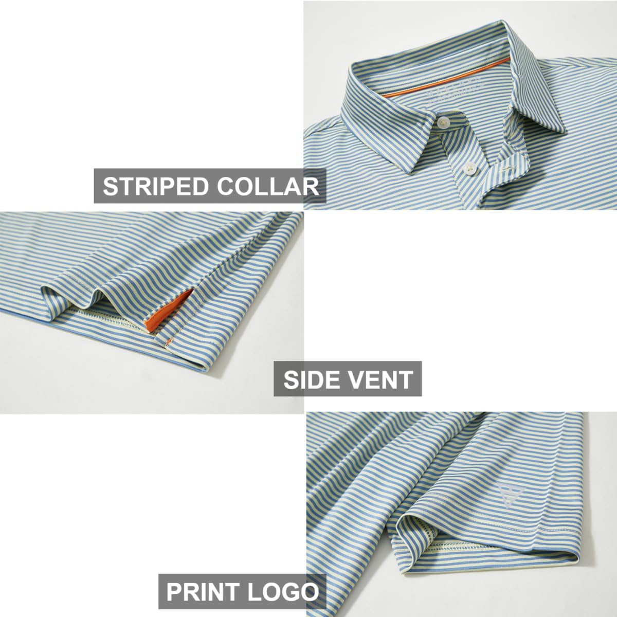 Golf Shirts for Men Dry Fit Short Sleeve Print Performance Moisture Wicking Polo Shirt