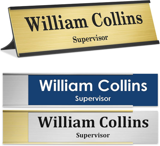 My Sign Center Custom Desk/Wall Name Plate - Personalized, Laser Engraved, 2" x 8", 18 Color Options, Made in USA