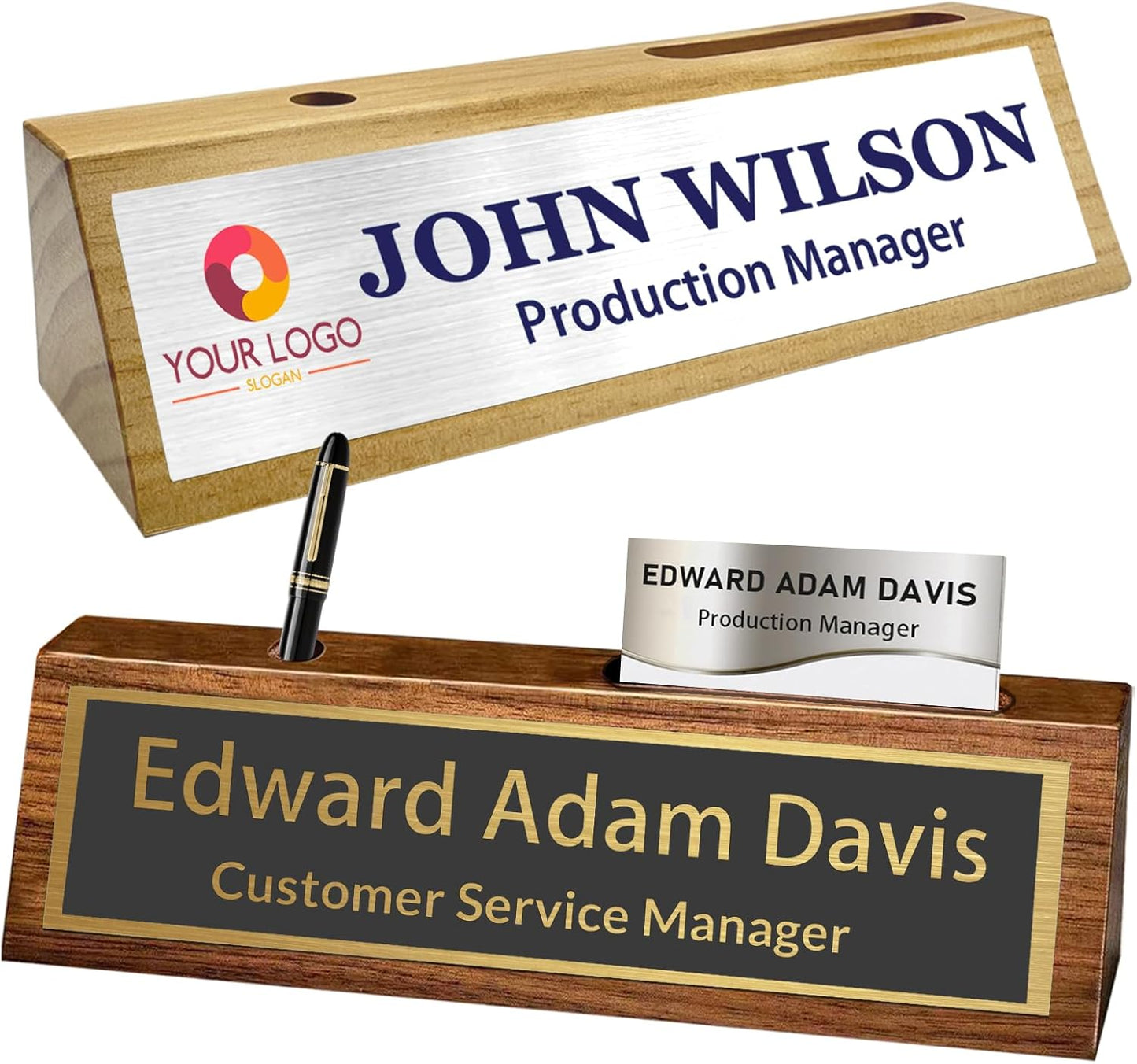 Custom Wooden Personalized Desk Name Plaque with Name Title - Office Desk Accessories & Gifts for Coworkers, Employees, Manager, Boss, Teacher
