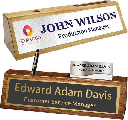 Custom Wooden Personalized Desk Name Plaque with Name Title - Office Desk Accessories & Gifts for Coworkers, Employees, Manager, Boss, Teacher