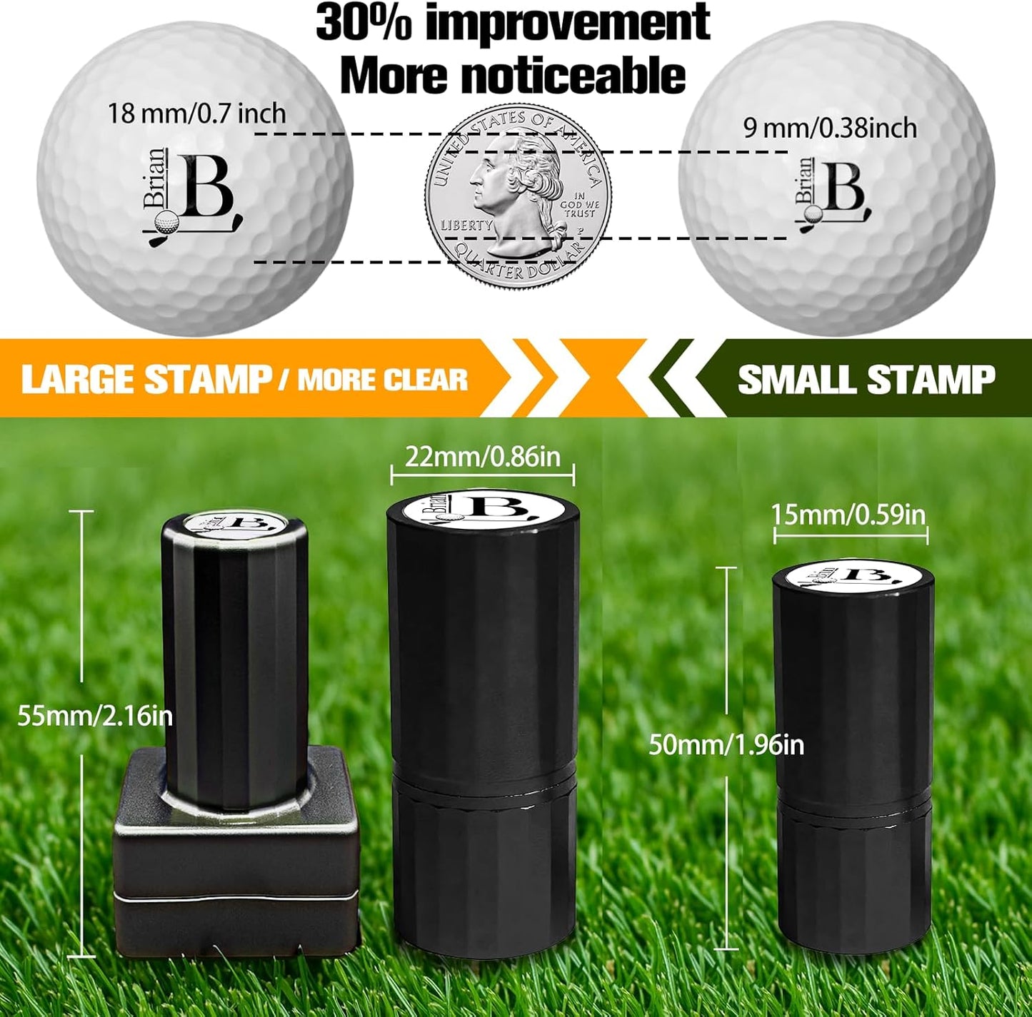 ONFAON Custom Golf Ball Stamp, Personalized Name Golf Ball Marker Stamp with Monogram Logo, Reusable Inking Customized Golf Stamper Accessories Gifts for Golfers
