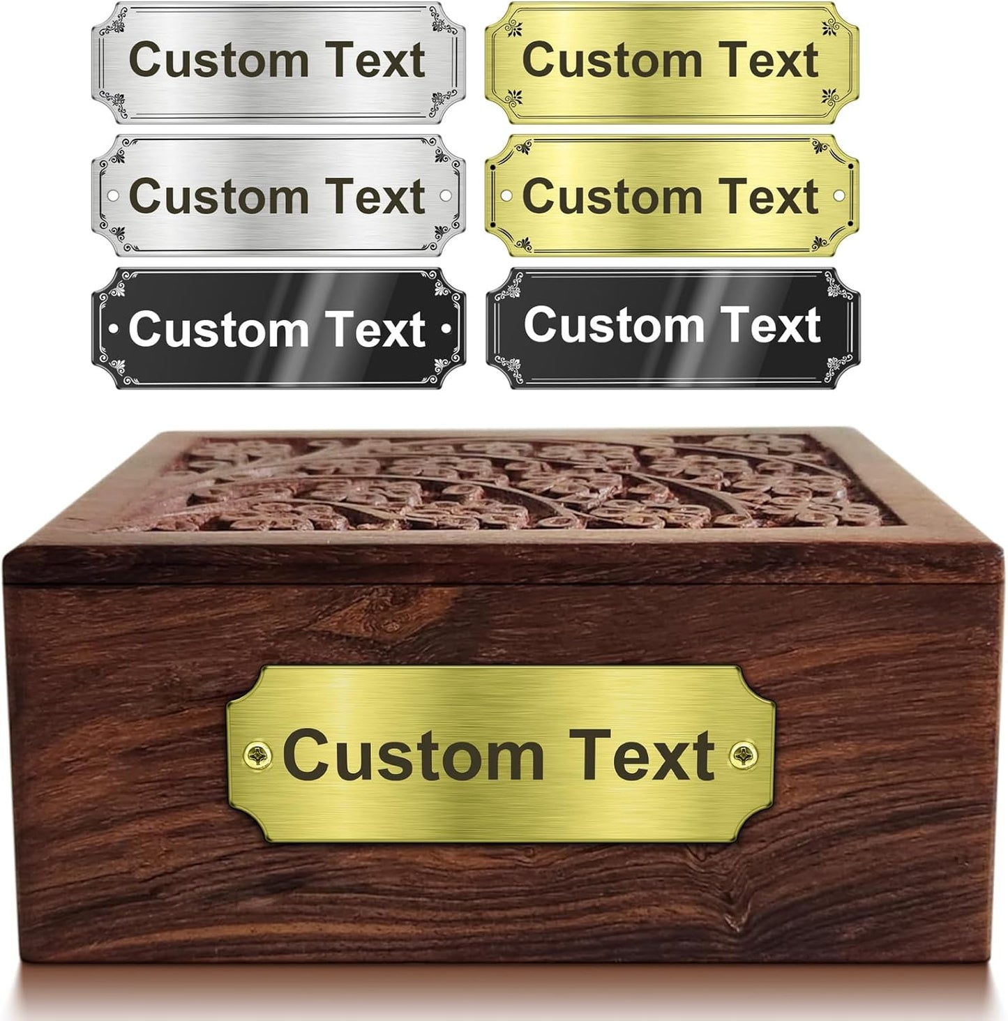 Stainless Steel Personalized Name Plate - Custom Plaque, Name Tag, Badge, Label, Sign - Metal Nameplates for Trophy, Award, Memorial, Graduation Plaque (Holed)