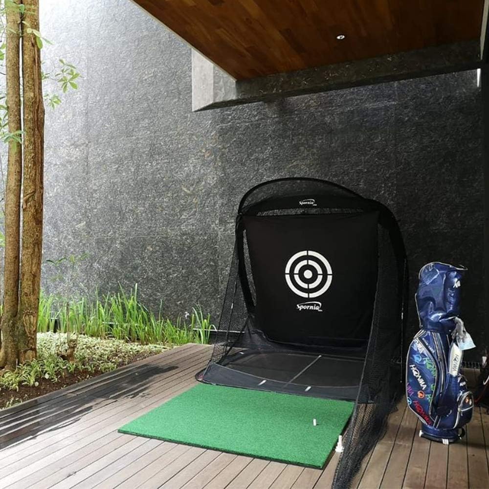 Spornia Spg-7 Golf Practice Net - Automatic Ball Return System w/Target Sheet, Two Side Barrier