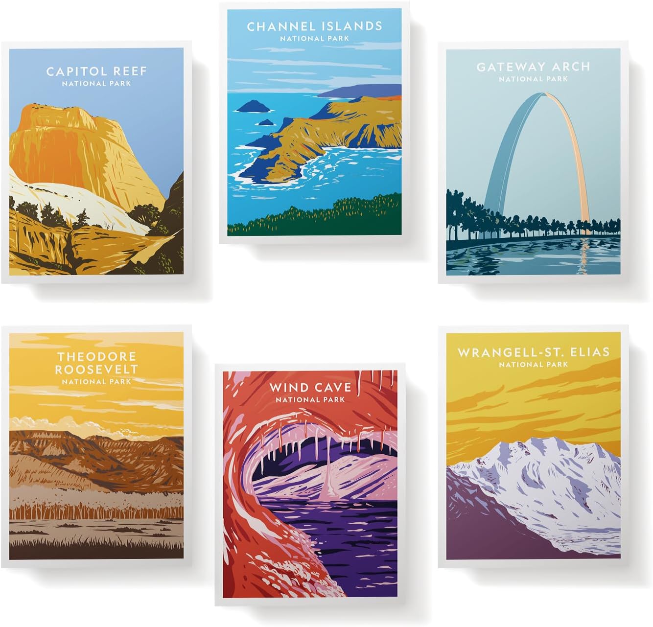 Twigs Paper - Assorted Art National Parks Greeting Cards - Stationery Cards with Envelopes - Thank You and Blank Note Cards - Greeting Cards for All Occasions - Made in USA (5.5 x 4.25, Set of 12)