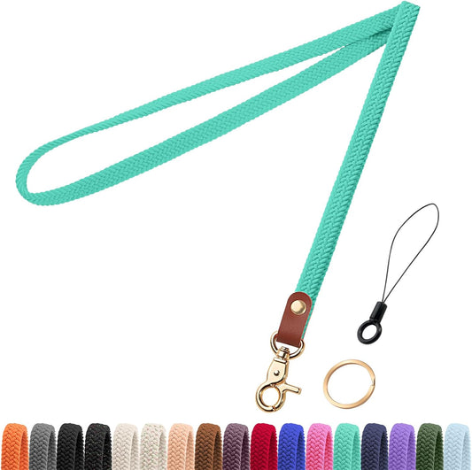 Fishent Stretchy Thin Lanyards for Keys ID Badges, Cute Long Teacher Neck Key Lanyard Keychains for Women Men Wallet Phone(Lake Blue)