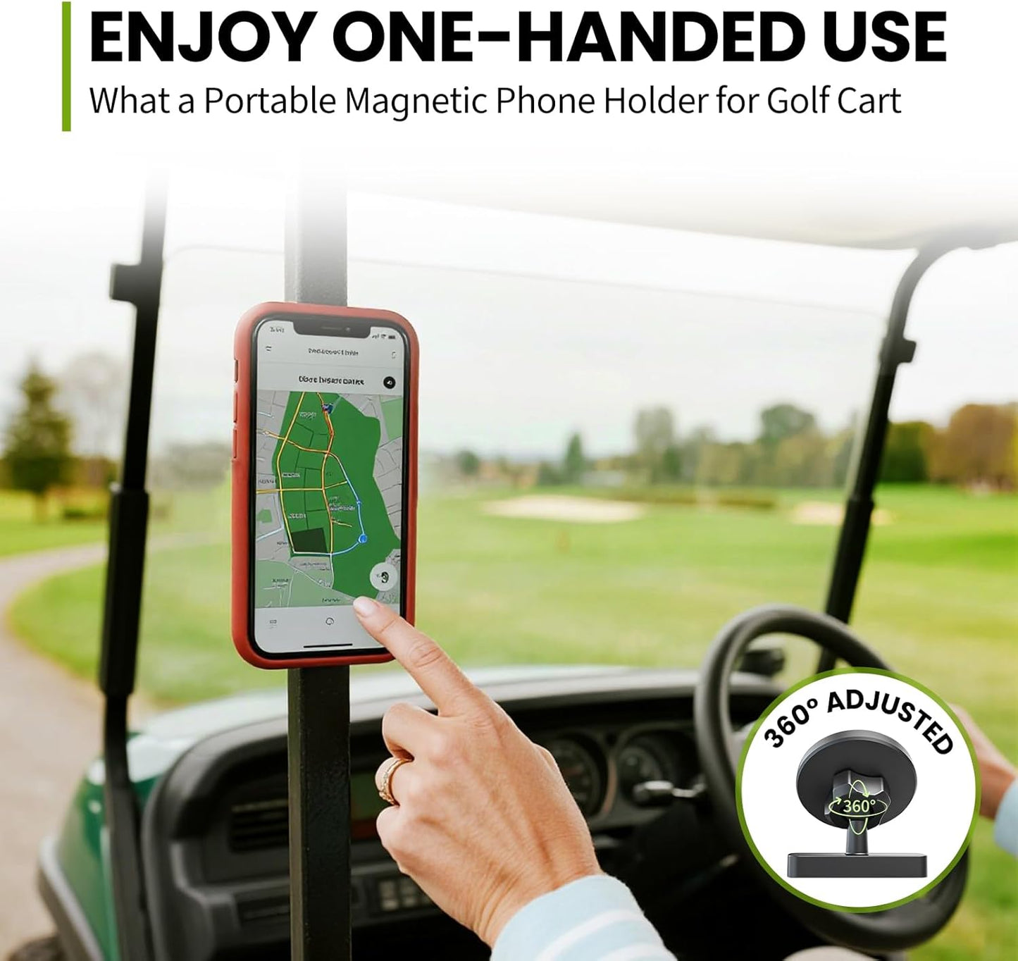 Golf Cart Phone Holder Magnetic Phone Mount Compatible with MagSafe Ultra Strength Magnet Golf Cart Accessories Gift for Friend