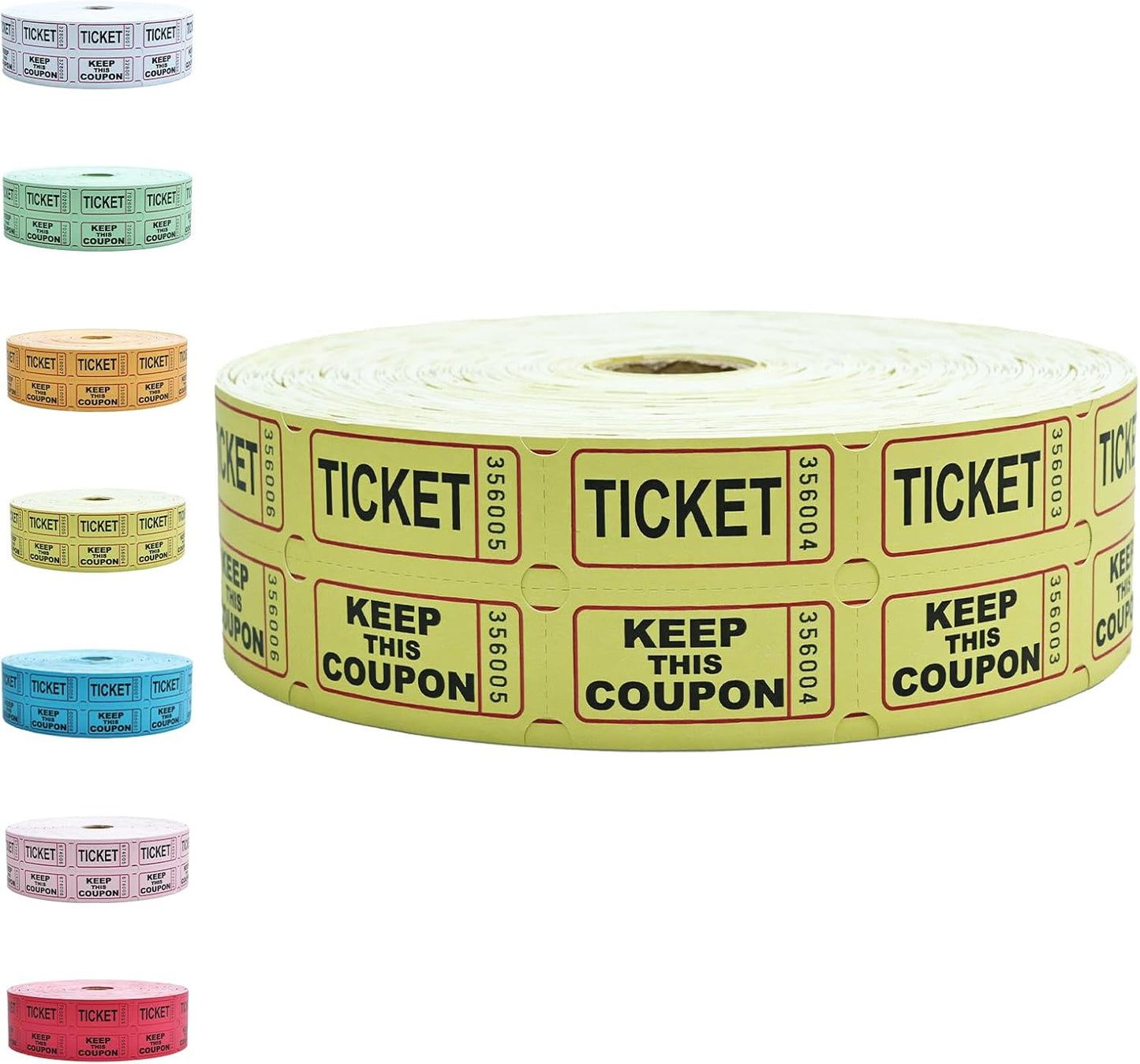 Raffle Tickets Roll - 2000 Tickets Double Roll for Fundraisers, Carnivals, Events - Durable Stub Design, Easy Tear & Organize(Yellow)