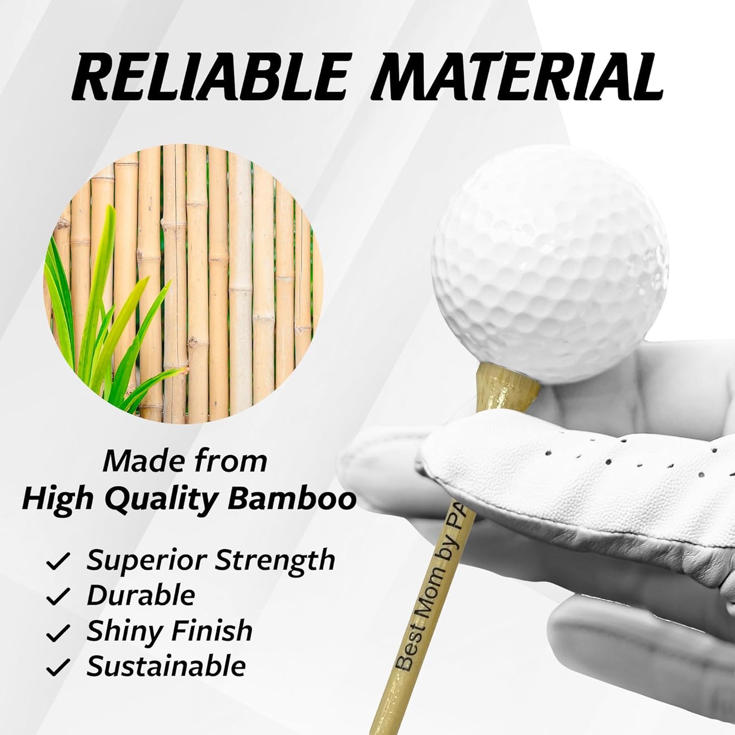 3 ¼ Bamboo Golf Tees, Customizable Golf Tees with Imprinted Messages, Essential Equipment & Ideal Gift for Golfers