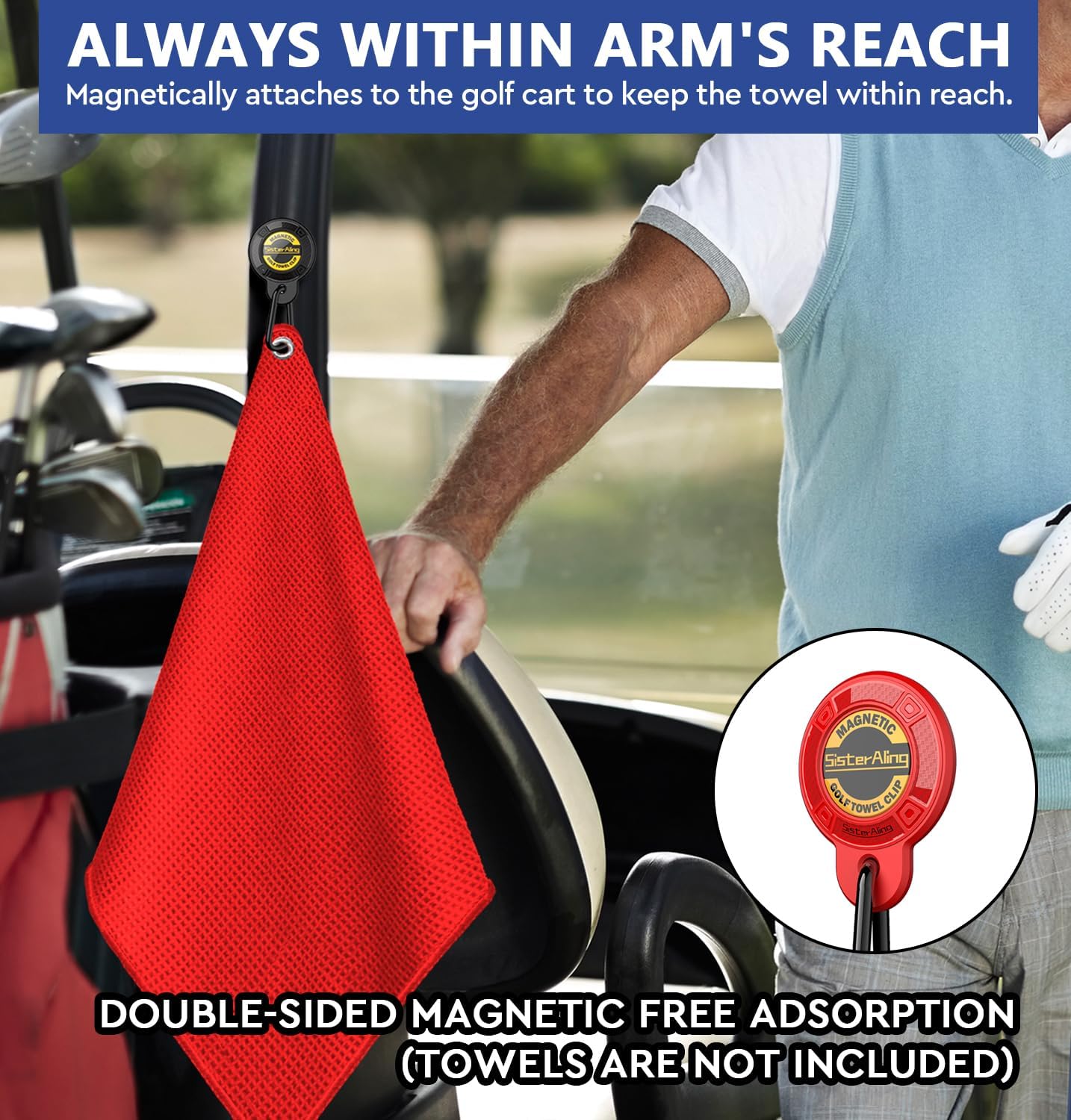 Magnetic Clip for Golf Towel,Removable Industrial Magnetic Accessories Design for Strong Hold to Golf Carts or Clubs