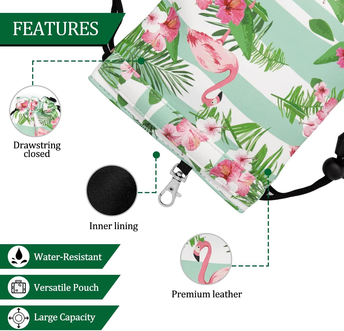 Leather Golf Tee Pouch with Drawstrings - Valuables Bag for Men & Women