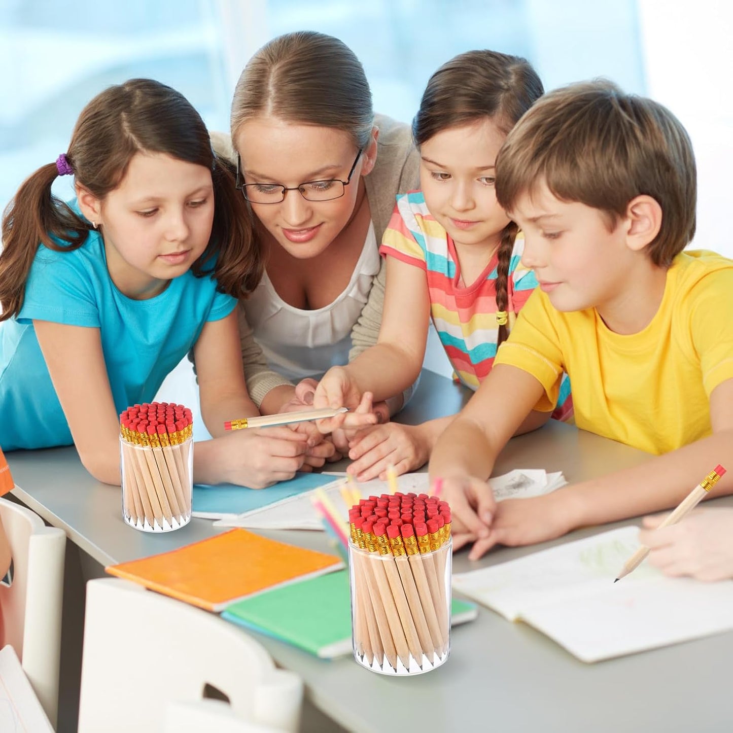 Outus 144 Pcs Mini Golf Pencils Bulk Half Pencils with Eraser #2 HB Pre Sharpened for Party Favors Office Supplies 4 Inch(Burlywood)