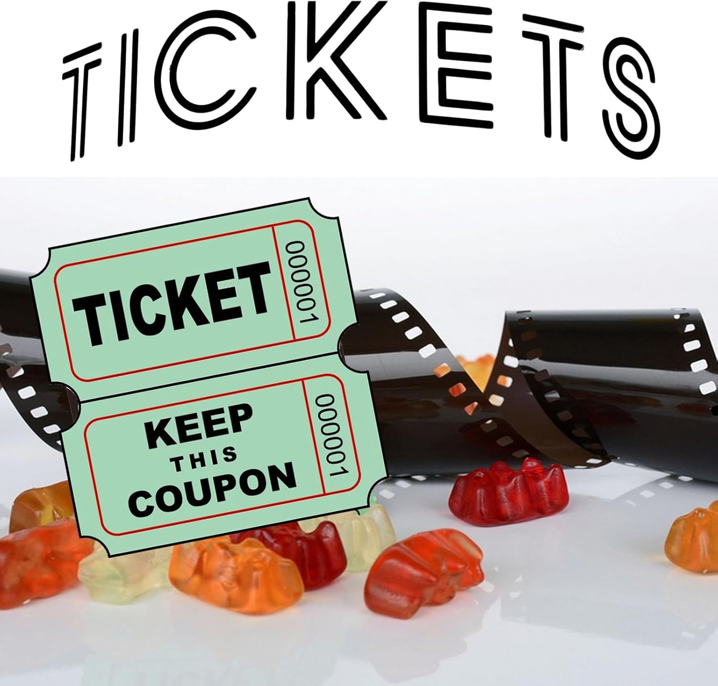 Yuanhe Raffle Tickets Double Roll - 8000 Total 50/50 Raffle Tickets for Events, Entry, Class Reward, Fundraiser, Carnivals, Door Prizes, Color Red Yellow Blue and Green