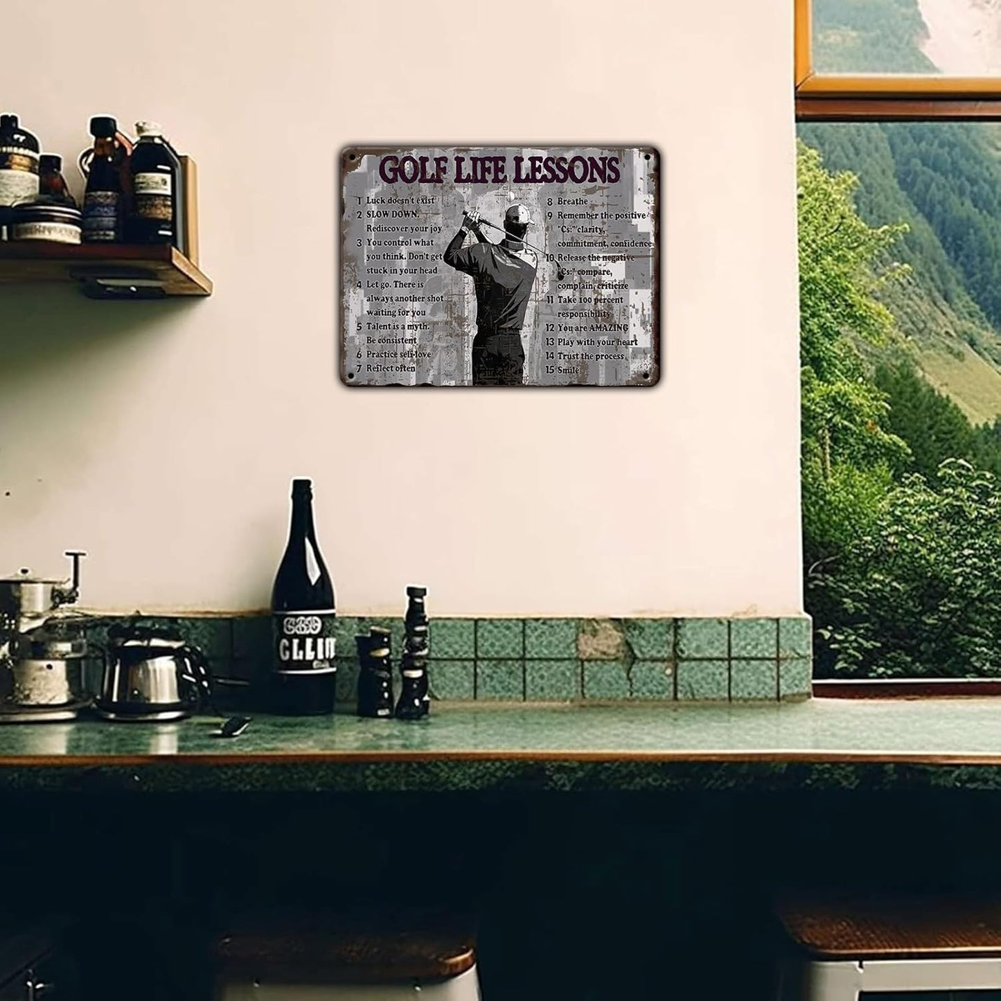 Golf Life Lessons Metal Tin Sign 12x16 Inch Funny Golf Tin Sign Golf Life Lessons Poster Home Kitchen Garden Bar Restaurant Cafe Office Shop Cave Man Are Wall Decor