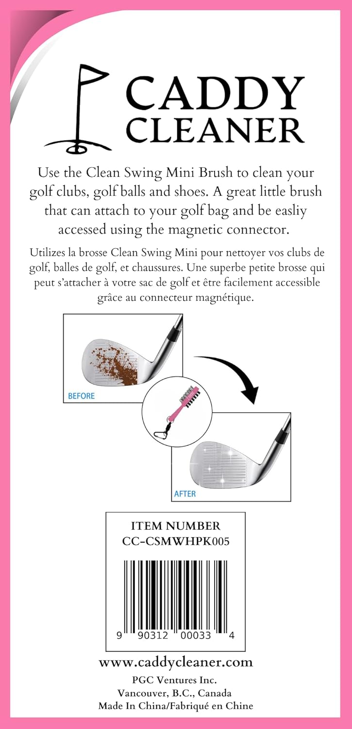 Clean Swing Mini Brush – Golf Club Cleaner with Magnetic Clip, Dual-Sided Brush | Golf Accessories for Men, Best Golf Gift | Caddy Cleaner