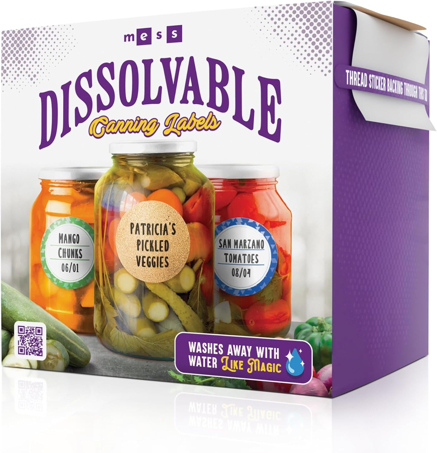 MESS Dissolvable Canning Labels – 200 Kraft 2.5" Removable Mason Jar Stickers for Jars, Containers, Homemade Jam, and Food Storage