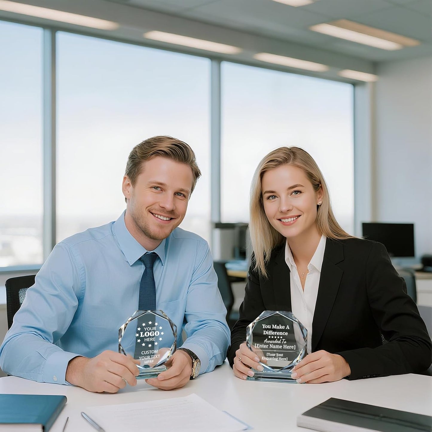 Personalized Crystal Trophy Award – Custom Awards and Trophies for Employees, Coworkers, Boss – Retirement, Farewell, Appreciation, Recognition Gifts – Custom Plaques