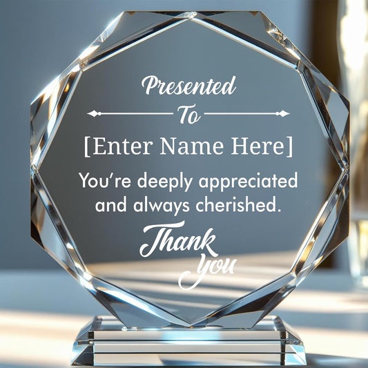 Personalized Crystal Trophy Award – Custom Awards and Trophies for Employees, Coworkers, Boss – Retirement, Farewell, Appreciation, Recognition Gifts – Custom Plaques