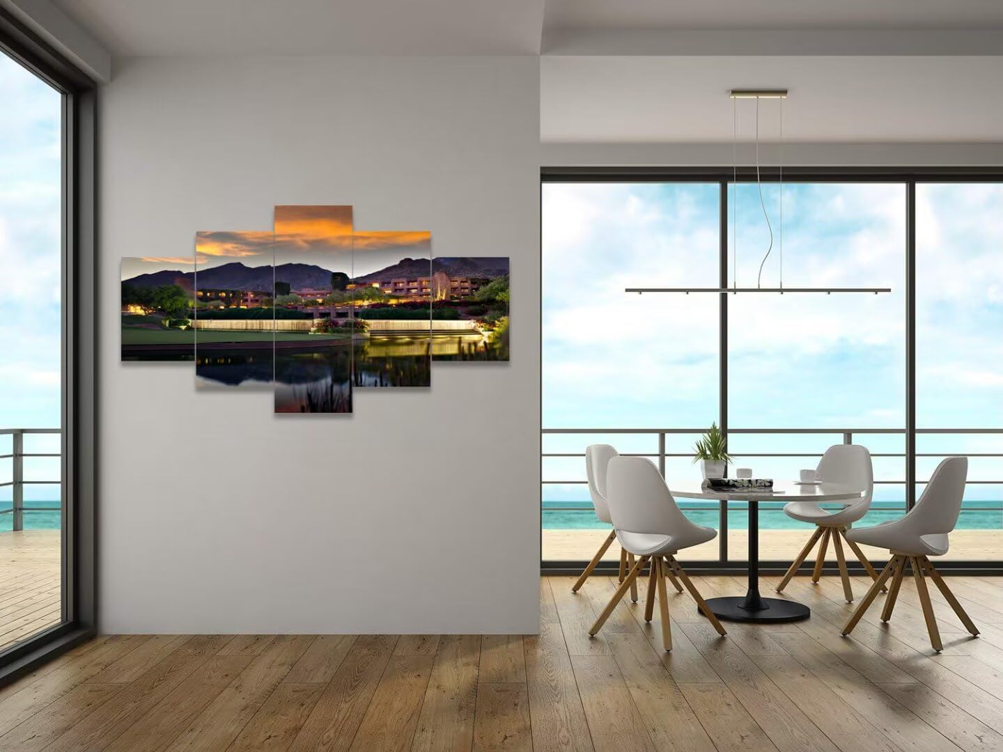 chenchenArt Foothill Mountains Golf Course Wall Art for Office Living Room Bedroom Home Decorations Golf Course Pictures Posters Canvas Prints Modern Artwork Framed Ready to Hang(60''W x 40''H)