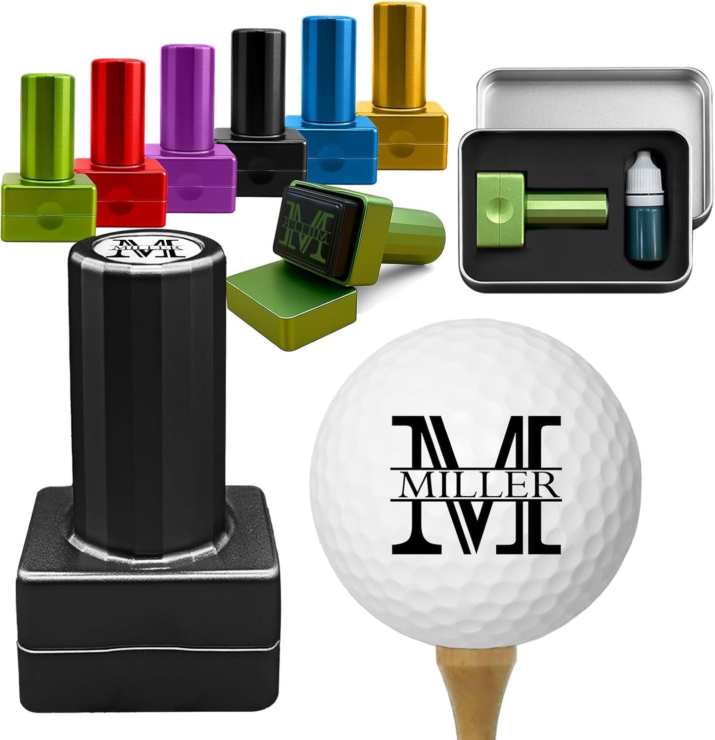 ONFAON Custom Golf Ball Stamp, Personalized Name Golf Ball Marker Stamp with Monogram Logo, Reusable Inking Customized Golf Stamper Accessories Gifts for Golfers