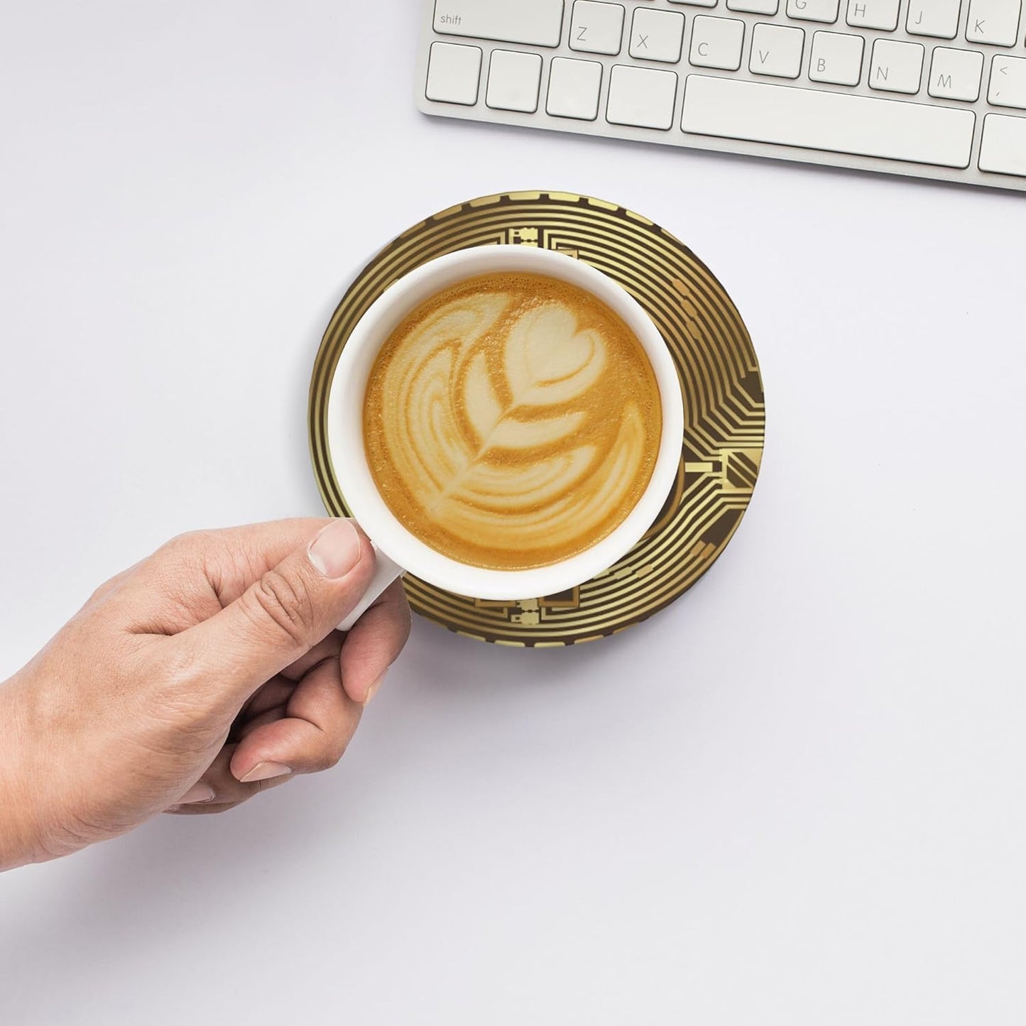 Bitcoin BTC Crypto Currency Coasters for Drinks Set of 4, Absorbent Ceramic Drink Coasters for Coffee Table Wooden Table Cup Bar, 4 Inches