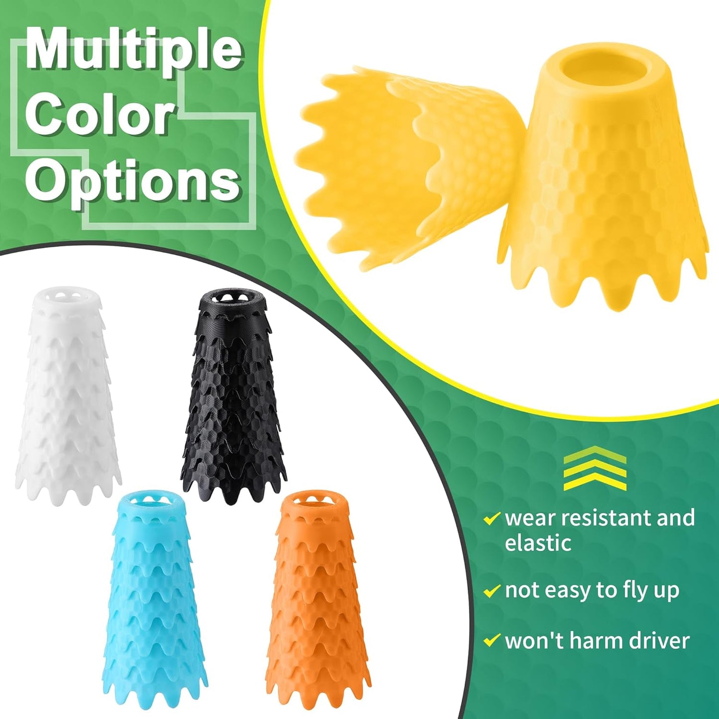 8 Pack ‌Simulator Golf Tees, TPU Unbreakable Material, Height from 1/4" to 2", Suitable for Indoor, Outdoor, Winter, Golf Mats, Turf and Driving Range