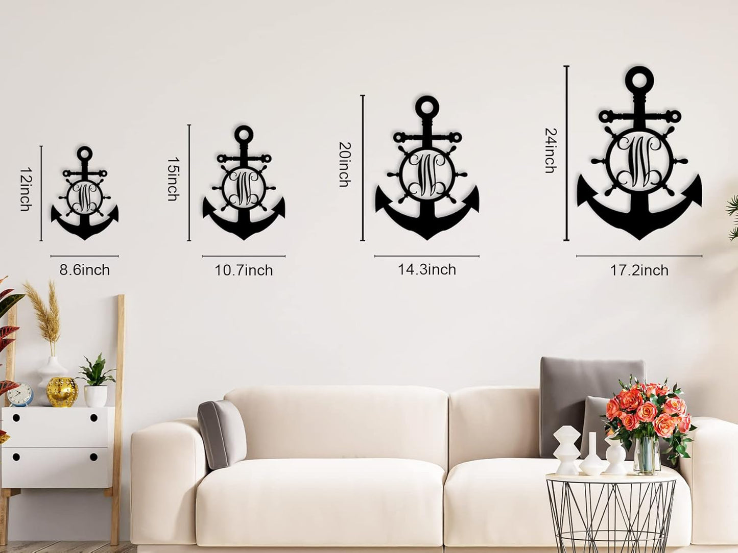 Personalized Anchor Metal Signs,Custom Anchors Initial Sign, Home Office Decoration Metal Signs,Outdoor Wall Decor,Nautical Lovers Gift
