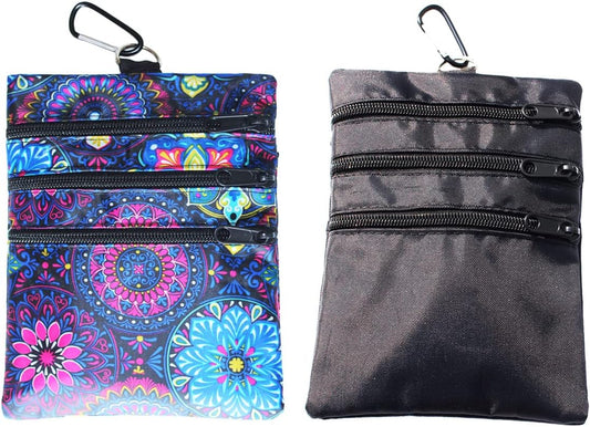 Golf valuables Pouch, Zipper Golf Ball Bag with 4 Pockets, Golf Accessories Pouch for Storing Balls,tees,Mobile Phone,Keys, Cards and Cash, Great Gift for Golfers