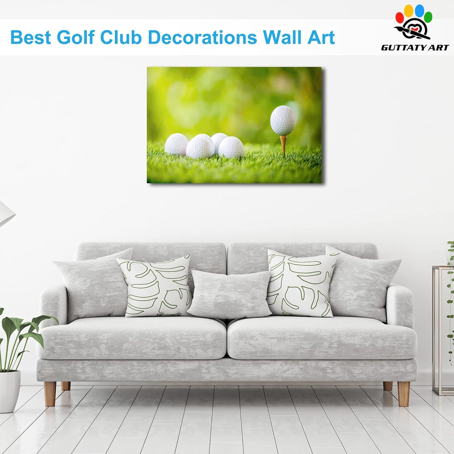 Canvas Wall Art, Golf Wall Art Painting Prints for Living Room Wall Decor, Golf Balls Close Up Detail Poster Picture for Bedroom Decor, Framed Artwork for Office Home Decoration 24x36 Inches