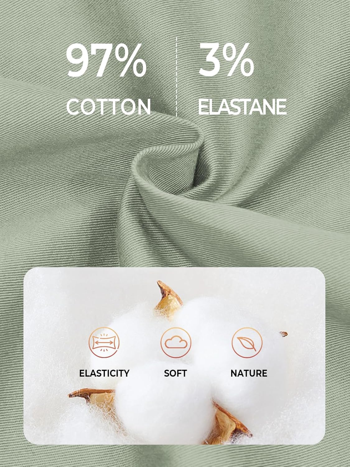 NORTHYARD Mens Casual Shorts-Cotton 9" Golf Hiking Drawstring Elastic Waist Work Shorts with Zipper Pockets