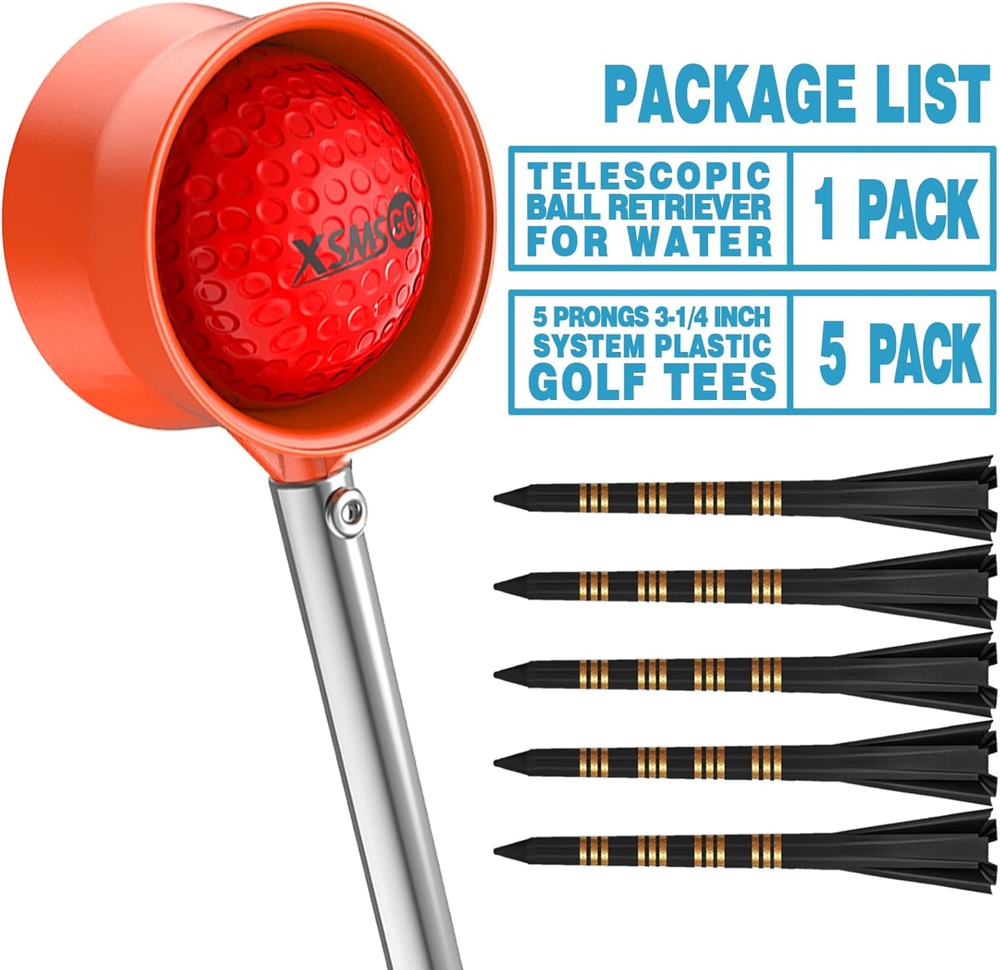 9Ft/12Ft Telescopic Stainless Steel Golf Ball Retriever for Water, High Durability Double Sided Golf Ball Picker Upper, Men's and Women's Golf Accessories Gifts.