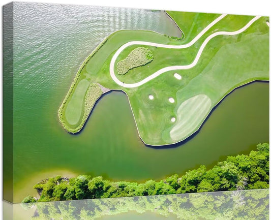 Colorado River Austin Texas USA Golf Course Wall Art for Living Room Bedroom Bathroom Home Decorations Golf Club Picture Wall Decor for Office Canvas Artwork Framed Ready to Hang(18''H x 24''W)